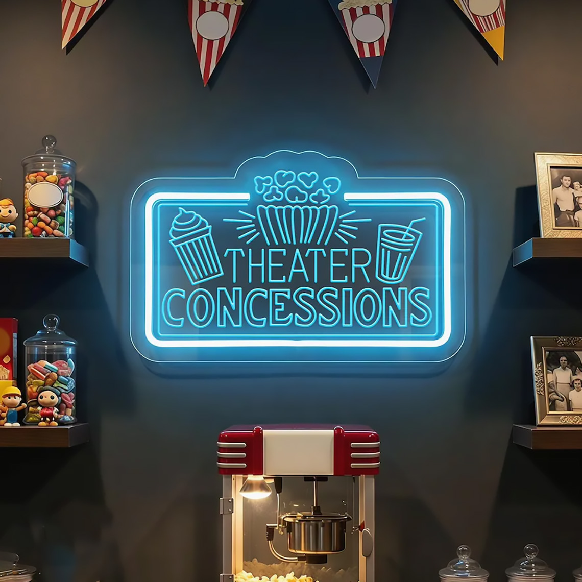 Home Cinema Food - Letrero de Neón para Concesiones de