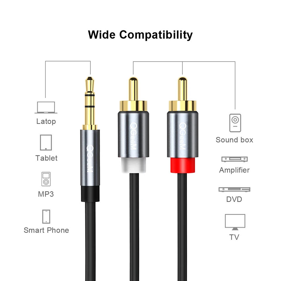 Cable RCA QGeeM 2RCA a 3.5mm,  - Klipsch Home Cinema reseña y precio