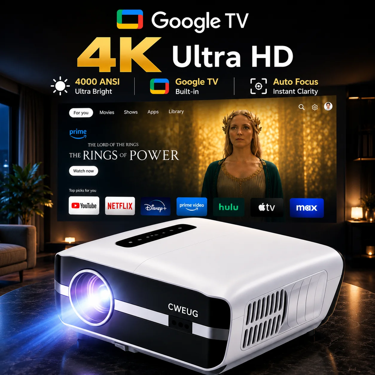 Proyector NewA9S 4k con Enfoqu - Home Cinema Gaming reseña y precio